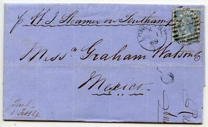 Scarce 1867 2/- dull blue plate 1, on cover from London to Mexico. - Picture 1 of 2