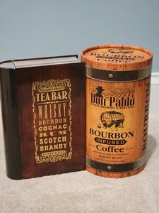 2 Empty Bourbon Containers Don Pablo Barrel Williams Spence Tin Upcycle Crafts  - Picture 1 of 24