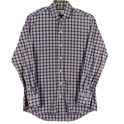 Ledbury Fine Tailoring Men’s L Dress Shirt Blue Check 100% Cotton Long Sleeve - Image 1 of 4