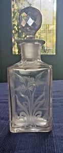 Decanter Square & Etched w/Diamond Cut Stopper Early American7 1/2" RARE c. 1815 - Picture 1 of 20