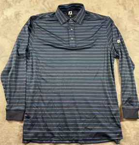 Footjoy FJ Golf Polo Shirt Men’s Size Medium Long Sleeve Colour Black / Blue - Picture 1 of 7