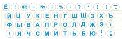 Kyrillische Russische Tastatursticker,RUND, transparent, BLAU Schriftfarbe - Bild 1 von 2