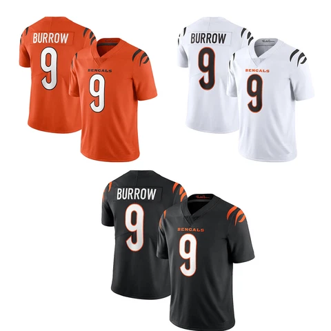 Bengals Joe Burrow #9 Mens Jersey Black/Orange/White All Stitched Size S-3XL Cover
