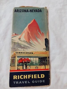 1940s RICHFIELD OIL CO. "Travel Guide" ROAD MAP of ARIZONA & NEVADA - Picture 1 of 2