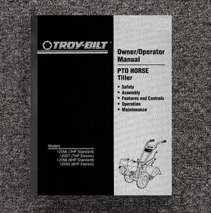 7 8 PTO Horse Tiller Owner's Operator Manual Fits Troy-Bilt 12056 12057 12058 12 - Picture 1 of 14