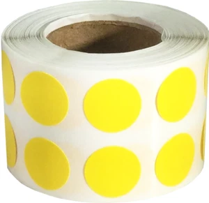 Removable Color Coding Dot Labels | 0.5" Inch | Four 1,000 Packs | Yellow Color - Picture 1 of 2