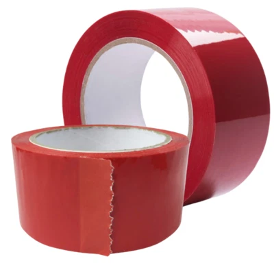 RED PACKING TAPE 48MMX66M LOW NOISE ADHESIVE PARCEL BOX POSTAL PACKAGING - Image 1 of 4