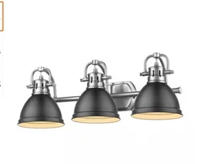 Golden Lighting Duncan 3 Light Bath, Pewter/Matte Black Shade - 3602-BA3PW-BLK - Picture 1 of 1