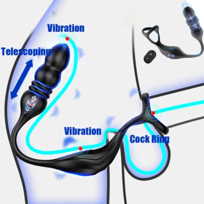 Vibrador Consolador Anal Plug Estimulador de Clítoris Pene Anillo de Polla Juguetes Sexuales para Hombres Pareja Foto 1 de 4