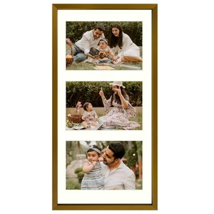 7x14 Aluminum Collage Picture Frame Display Three 4x6 inch Pictures with Mat Rea - Picture 1 of 8