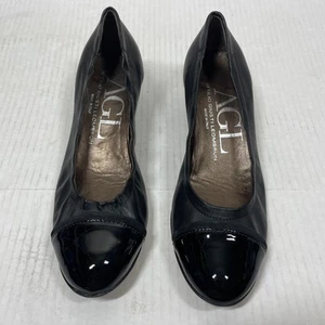 Attilio Giusti Leombruni AGL Black Leather Patent Leather Toe Pump Heels EU 36 - Picture 1 of 7