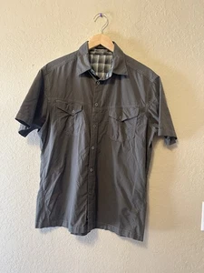 Kuhl Mens Large Eluxur Nylon Shirt Short Sleeve Olive Green Button Up - Picture 1 of 10