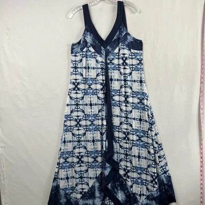 Maxi Vestido Style & Co Mujer Cambio Grande Azul Blanco Tie-Dye Asimétrico Foto 1 de 4