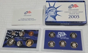 Juego de prueba de plata como nuevo de Estados Unidos 2005 (11 monedas) incluye caja y certificado de autenticidad - Imagen 1 de 5