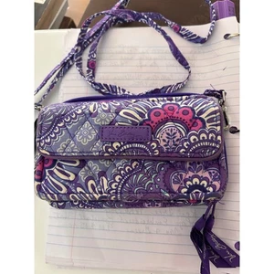 Vera Bradley RFID All In One Crossbody Purse Wallet Purple Paisley - Picture 1 of 5