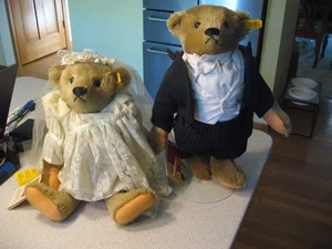 Vintage Steiff Bride & Groom Teddy Bears 0155/36 & 0155/37 US Exclusive 1988 - Picture 1 of 17