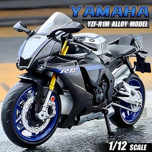 1:12 Yamaha YZF-R1M Diecast Motorcycle Model – Black Alloy Racing Bike Toy Gift - Picture 1 of 6