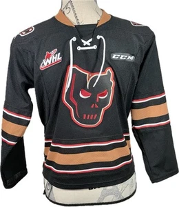 Calgary Hitmen - Boys Youth Kids Sz S/M Hockey Jersey CHL WHL CCM Bret Hart - Picture 1 of 11