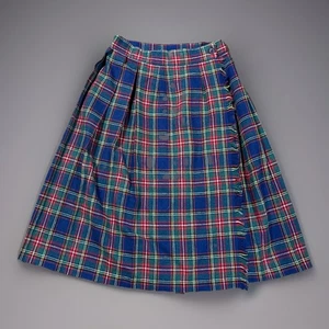 VTG JL Clothing Tartan Plaid Kilted Pleated Wool Skirt Sz 12 Girls/24” Waist - Picture 1 of 7