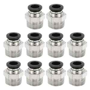10 Pcs, Pneumatic 10mm OD Tube x 1/2" NPT Male Connector Push Connect Fitting - Picture 1 of 10
