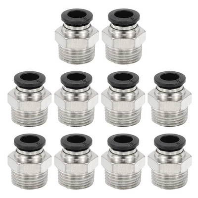 50 Pcs, Pneumatic 10mm OD Tube x 1/2" NPT Male Connector Push Connect Fitting - Image 1 of 4