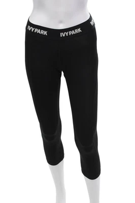 Leggings Ivy Park feminina elástica cintura logotipo cropped ativa preta tamanho M - Imagem 1 de 4