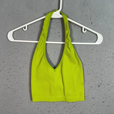 Sunday Best Womens Size XS Ribbed Lime Green Halter Top - Image 1 of 4