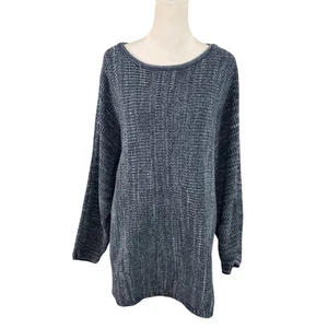 Pure J Jill 2X Sweater Tunic Blue Marled Dolman Sleeves Cotton Rayon Slouchy Fit - Picture 1 of 13
