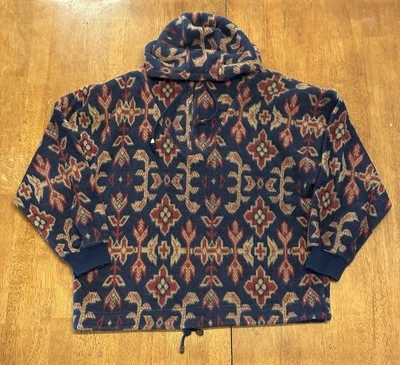 Vintage Express French Country Aztec Pullover Fleece Sweater Hoodie Small - Image 1 of 4