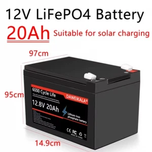 Batería de fosfato de hierro Li-lon LiFePO4 12V 20Ah con BMS para sistema solar - Imagen 1 de 6