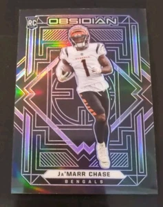 🏈2021 Obsidian Ja'Marr Chase 112 RC football card electric etch purple NM /100 - Picture 1 of 4