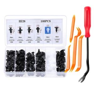 100pcs for Nissan Bumper Fender Liner Push Type Retainer Clips 6 Sizes 5 Tools - Picture 1 of 13