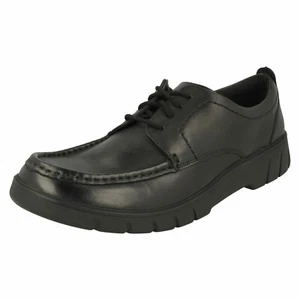 NIÑOS CLARKS CUERO NEGRO CORDONES RAMA ENCAJE - Imagen 1 de 9