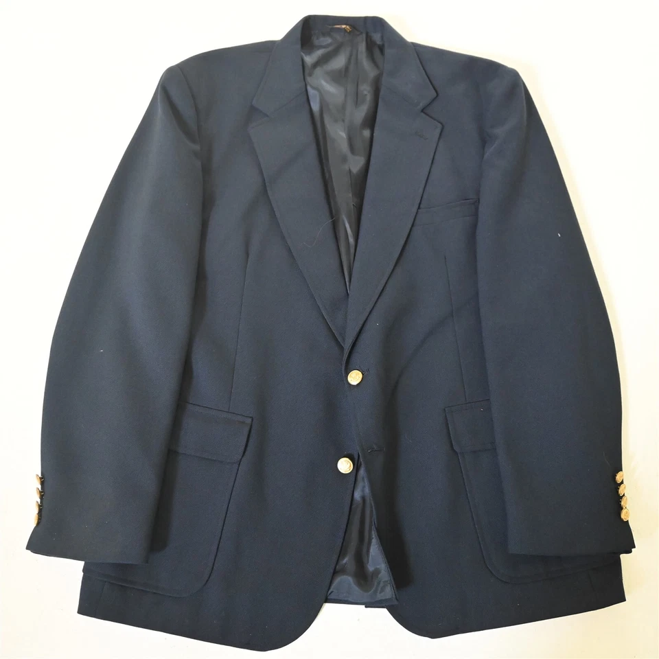 Blazer Traje Chaqueta Abrigo Deportivo Oakton 46R Azul Marino Hopsack Botón Dorado Para Hombre Foto 1 de 4