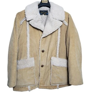 Vintage Size 46 Large Montgomery Ward Corduroy Sherpa Lined Jacket Barn Coat - Picture 1 of 7