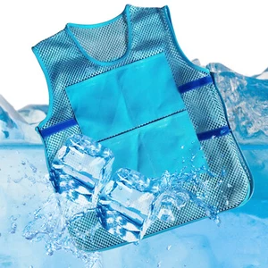 UK Summer Outdoor Cooling Vest Breathable Mesh ClothPrevent Sunstroke 8 Ice Bags - Picture 1 of 10