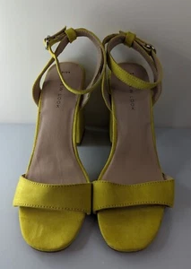 New Look Womens Heels Sandals Size 10M Bright Yellow Suede Fabric Sindie Size 6 - Picture 1 of 7