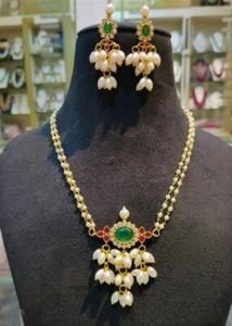 Pakistani Indian Bollywood Ethnic Gold Plated Mala Long Necklace Women Jewelry - Picture 1 of 3