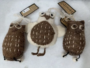 NUOVI 3 cupcakes in feltro di lana e ruote di carrello gufo decorazioni artigianali natalizie - Foto 1 di 7