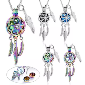 Dream Catcher Urn Necklace for Ashes Flower Feather Urn Pendant Cremation Gifts - Picture 1 of 56