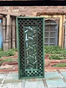 Vintage Old Wooden Hand Carved Painted Floral Jali Cut Floral Wall Frame - Picture 1 of 11