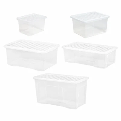 Mini 25L/37L/45L/62L/110L Extra Large Plastic Storage Box With Lid Moving House - Image 1 of 4