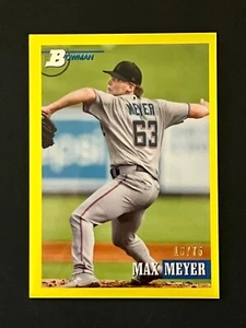 2021 Bowman Heritage Gold Refractor Max Meyer 18/50 Miami Marlins #128 - Picture 1 of 2