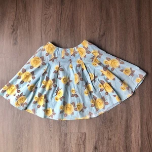 Mini Boden Skirt Youth Sz 5/6 Blue Yellow Floral Roses Summer Garden Cottage - Picture 1 of 7