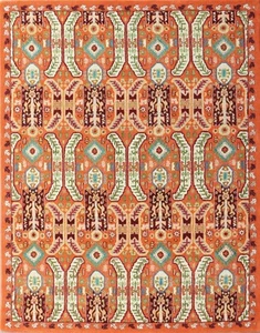 Samarkand Orange Handmade Oriental Style 100% Wool Without Tariff & duty - Picture 1 of 20
