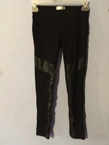 Sally❤️M/Miller Black Stretch Leggings Faux Leather Accents Girls L (10-12) - Picture 1 of 4