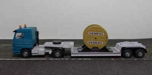 Modello pubblicitario Wiking H0 Siemens SCANIA a pianale ribassato taglia con tamburo per cavi usato & IMBALLO ORIGINALE - Foto 1 di 6
