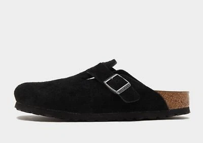 Authentic Birkenstock Boston ® ( Sizes: UK 7, 8 & 9.5 ) Black Suede Regular fit