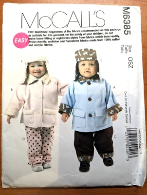 McCall's Easy M6427 Sz OSZ S-M-L Toddler Infant Un/Lined Jacket Pants Hat Uncut - Image 1 of 3