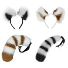 Funny Raccoon Ear Headband/Tail Colorful Hairbands Girl Carnivals Costume Decors